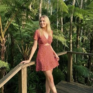 Free People Marsaille Mini Dress - Leopard Print Ruched Cutout - Size M - NWT